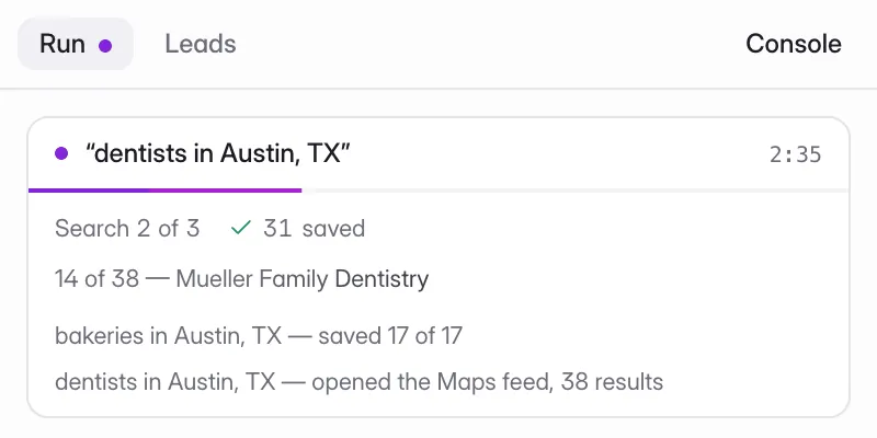 Every business in your area, in one list — Leadline screenshot